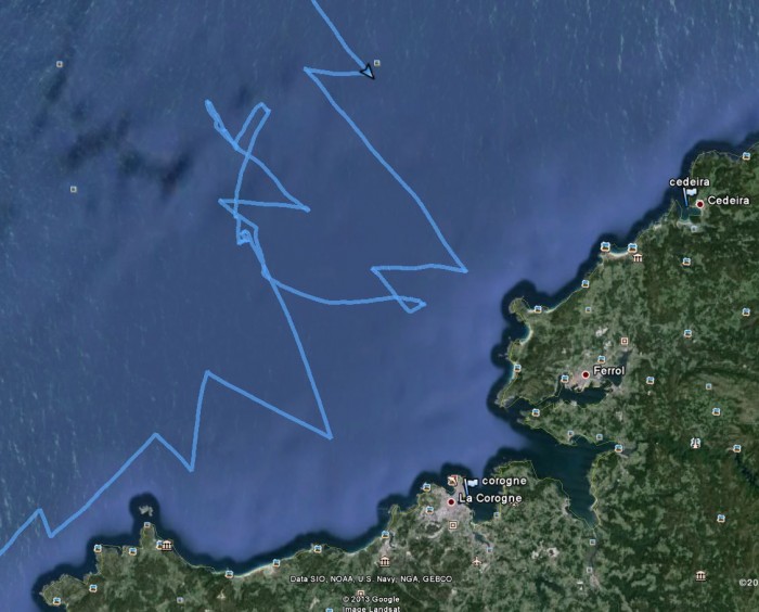 Trace tempête devant La Corogne