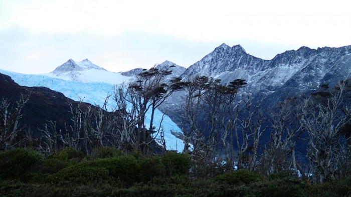 ... dans le lointain, le ventisquero Holanda (île Tierra del Fuego)