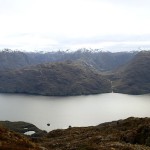 Vue du sommet (621m), le canal Ultima Esperanza et la péninsule de Taitao