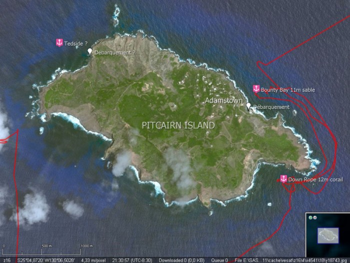 Les mouillages de Pitcairn Island
