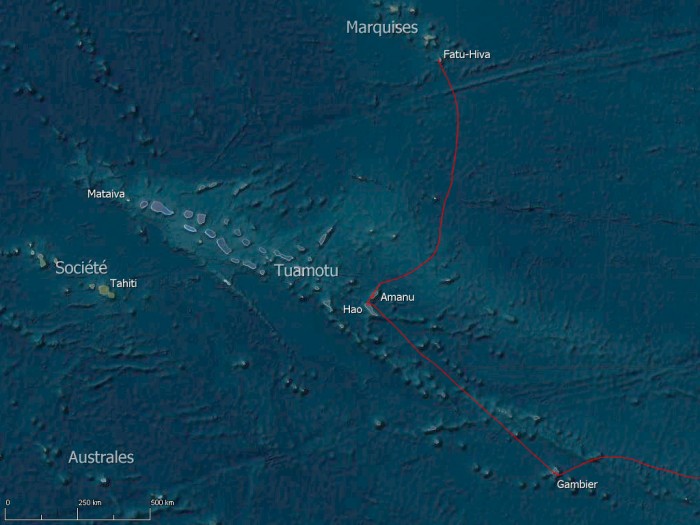 Quatrième étape de la transpacifique des Gambier aux Marquises