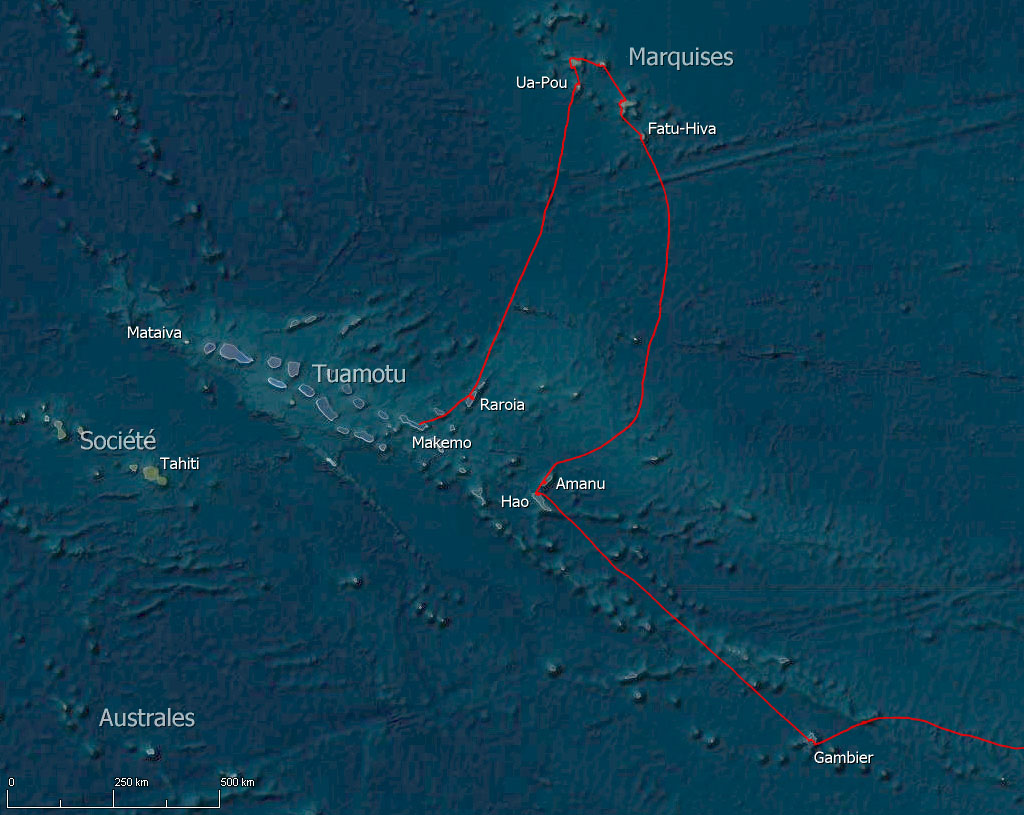 Cinquième étape de la transpacifique des Marquises aux Tuamotu