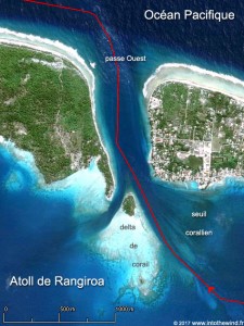 Pour sortir de l’atoll de Rangiroa, la passe Ouest est la plus favorable