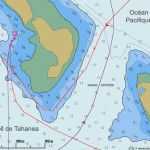 L’Envol à la voile dans la passe centrale de Tahanea (cartes CM93)