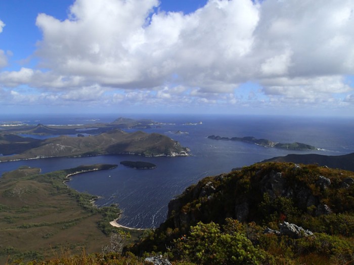 Vue du sommet, Bramble Cove et Breaksea Islands