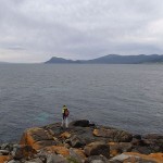 Vue du Point Lesueur, le cap Bernier avec à sa G les Marion Narrows