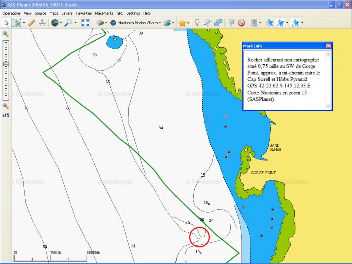 Navionics z15 – Des courbes de niveaux pas kasher !