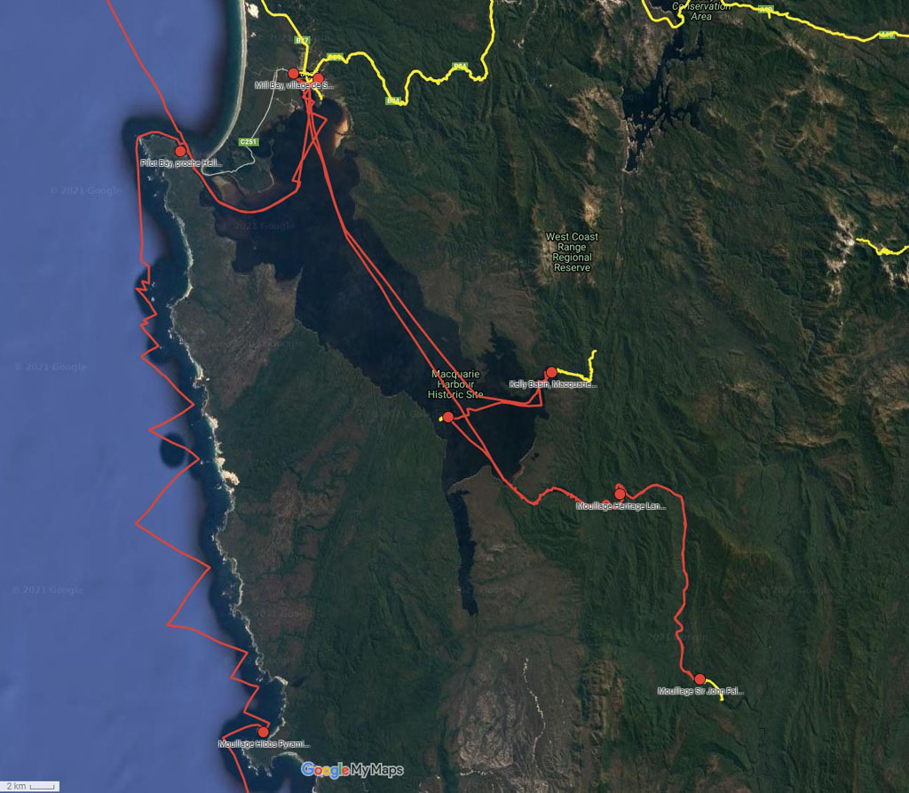 Le Macquarie Harbour - cliquer sur l’image pour ouvrir la Google Maps