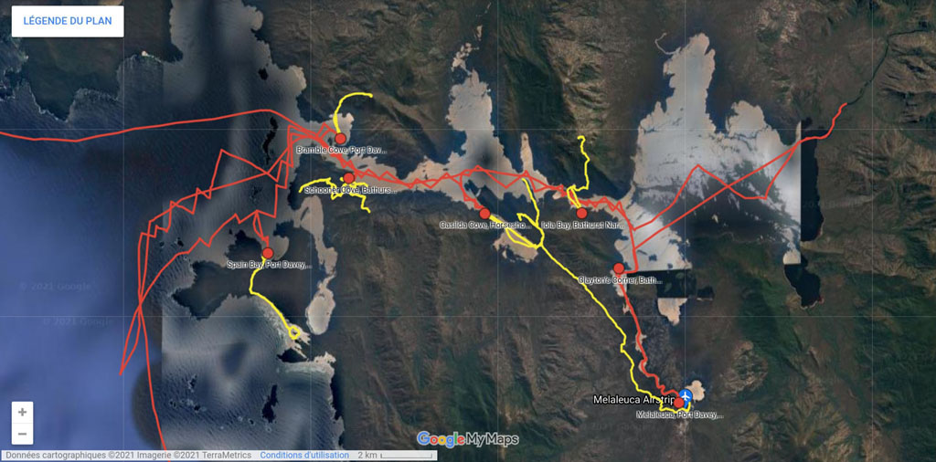 Port Davey - cliquer sur l’image pour ouvrir la Google Maps