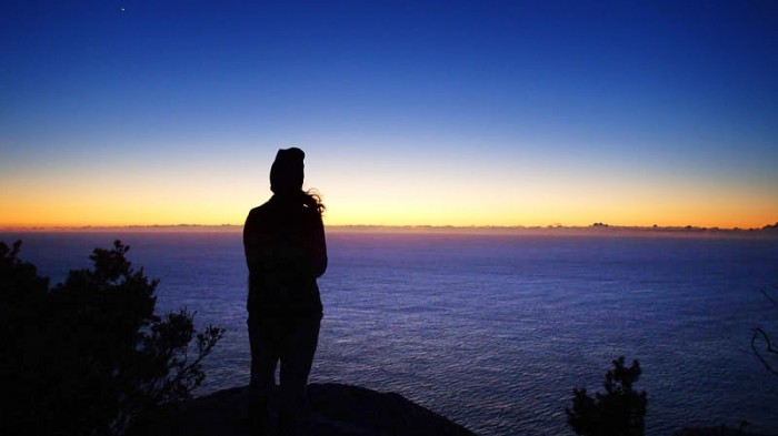 7:10 AM – Lever de soleil sur la Tasman Sea et le cap Pillar (jour 2)