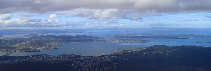 Du Mt Wellington (1270m) en regardant vers l’Est