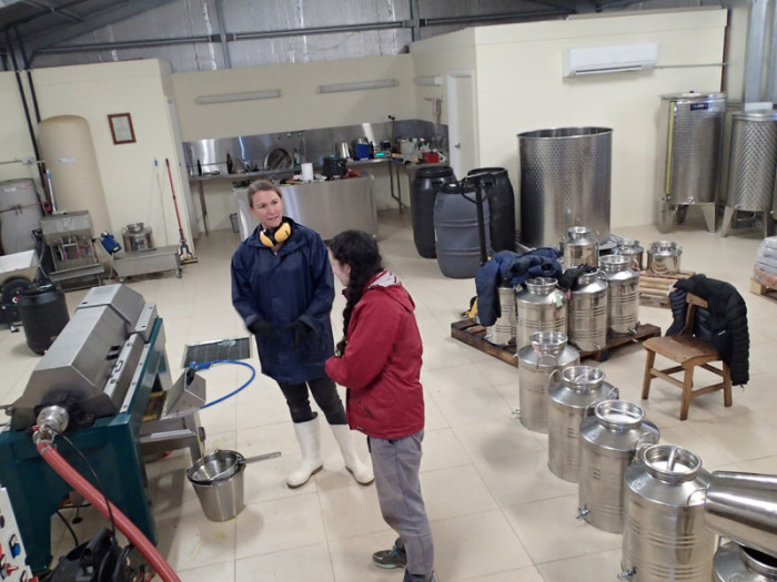 Sophie, une française, dans son laboratoire tout en inox