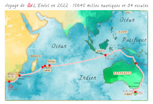 Le voyage de L’Envol en 2022 dessiné par Carina