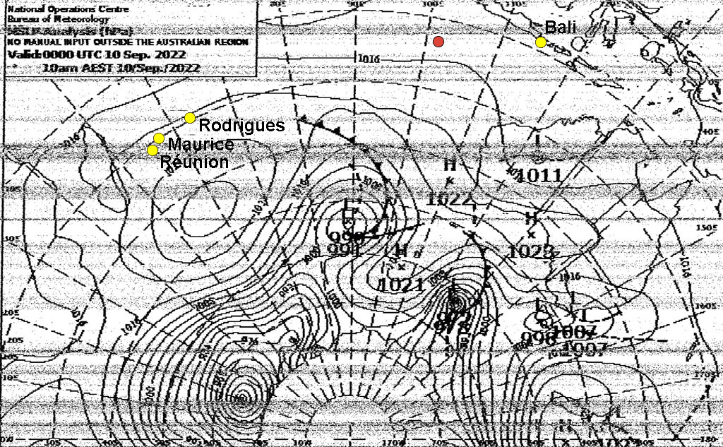 J7, météofax du 10/09 à 8am (UTC+8), MSLP Analysis