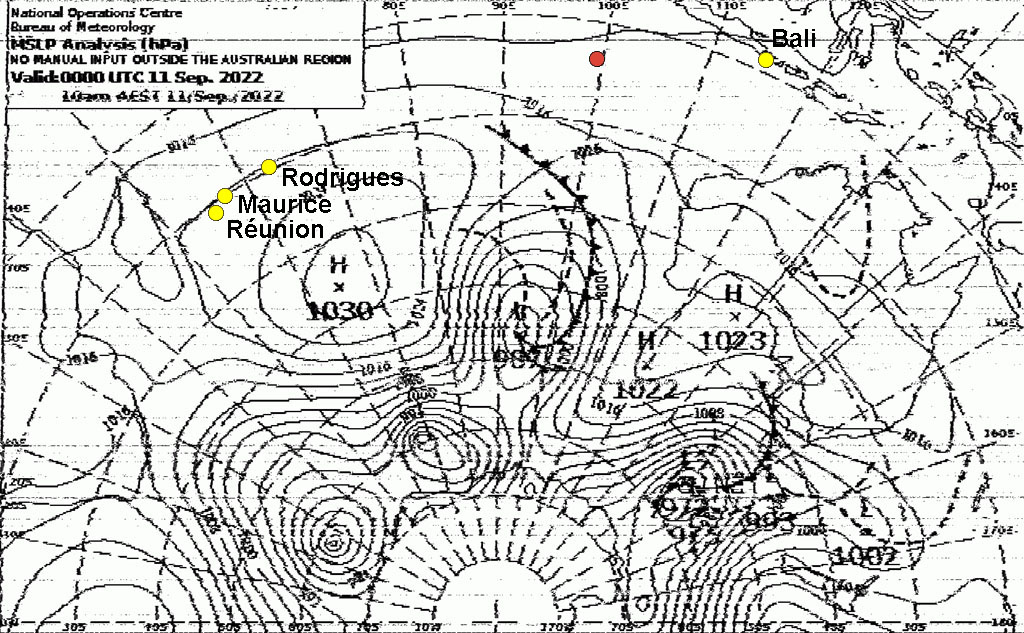 J8, météofax du 11/09 à 8am (UTC+8), MSLP Analysis