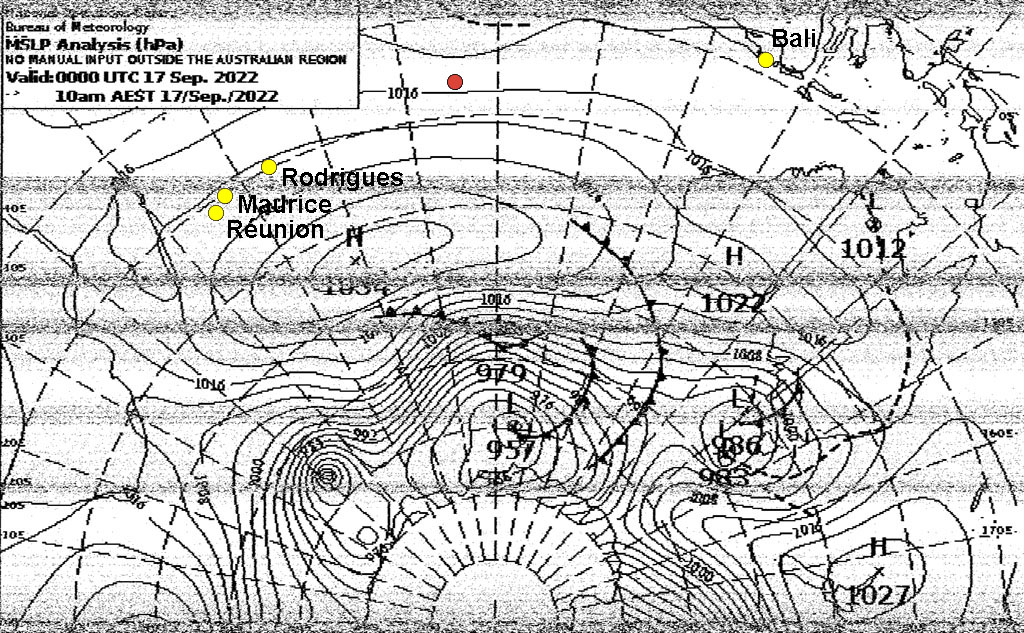 J14, météofax du 17/09 à 8am (UTC+8), MSLP Analysis