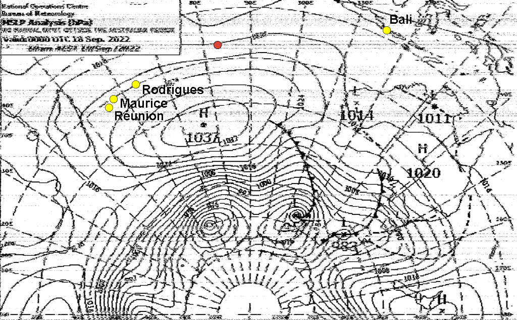 J15, météofax du 18/09 à 8am (UTC+8), MSLP Analysis
