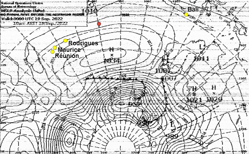 J16, météofax du 19/09 à 8am (UTC+8), MSLP Analysis