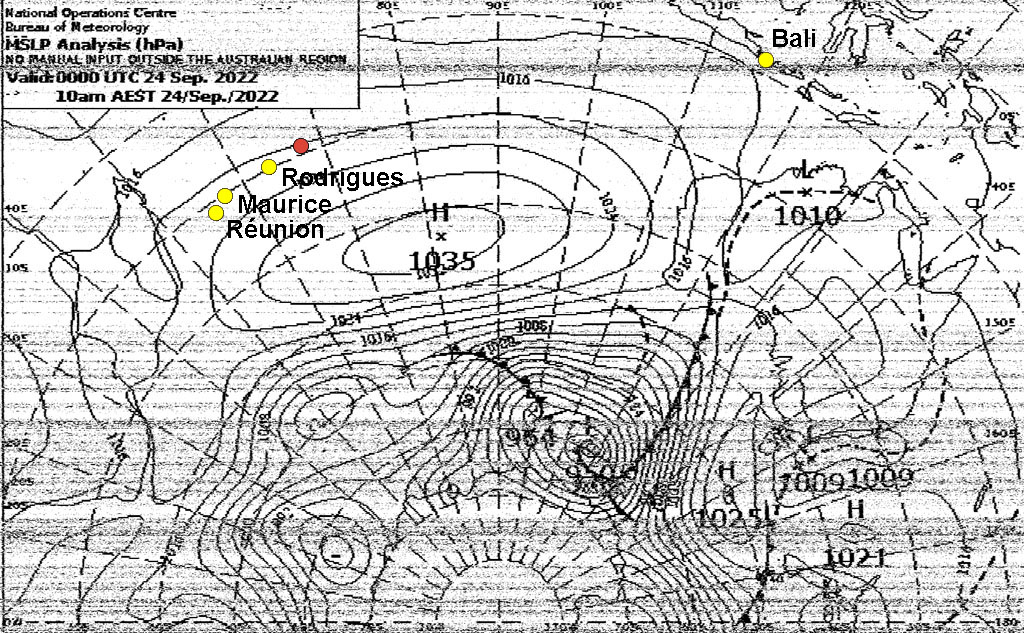 J21, météofax du 24/09 à 8am (UTC+8), MSLP Analysis