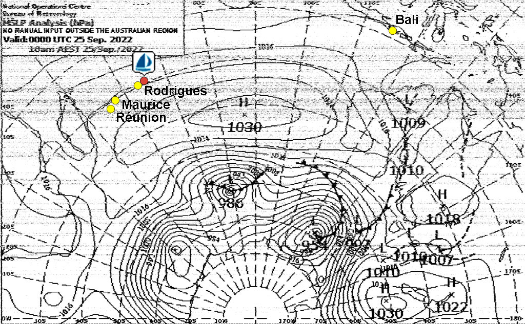 J22, météofax du 25/09 à 8am (UTC+8), MSLP Analysis