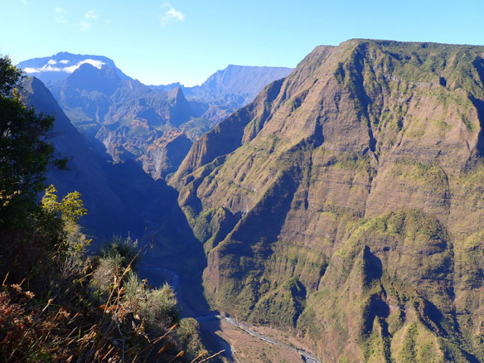 La rivière des Galets qui ouvre sur le cirque de Mafate