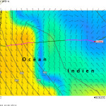 J7, 31/10 à 10:00 (UTC+4) – 270 milles à notre Ouest, c’est la tempête dans le courant des Aiguilles